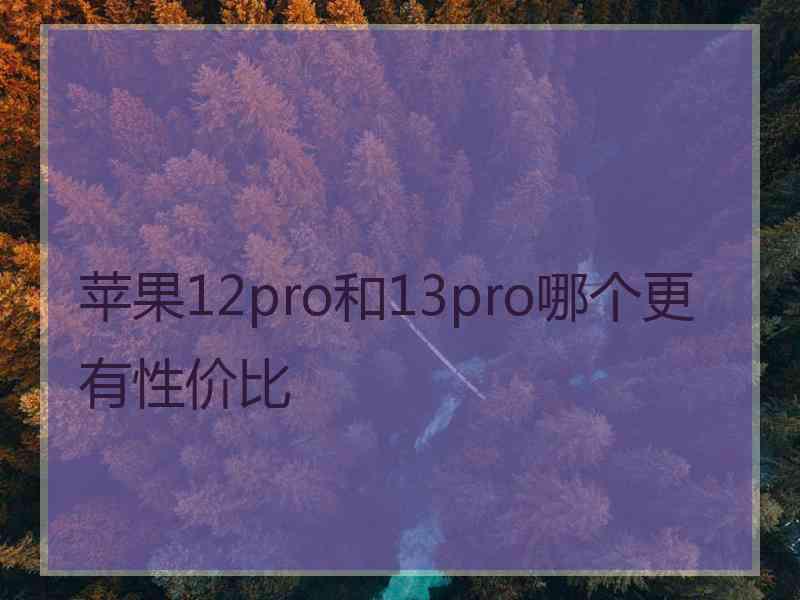 苹果12pro和13pro哪个更有性价比