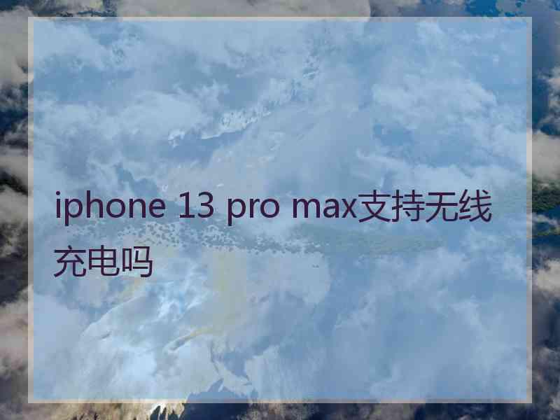 iphone 13 pro max支持无线充电吗