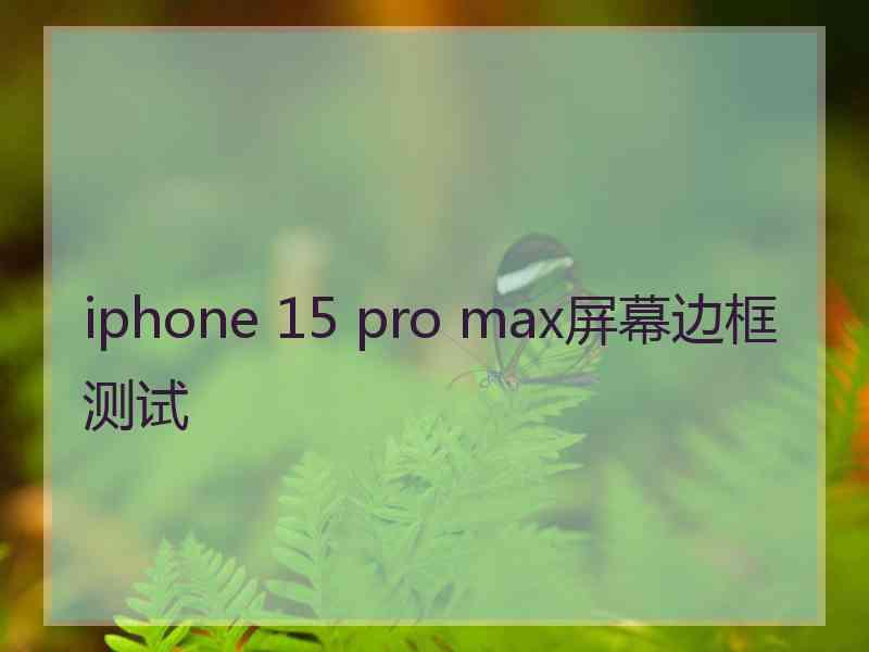 iphone 15 pro max屏幕边框测试