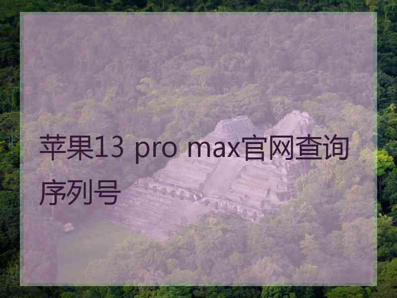 苹果13 pro max官网查询序列号