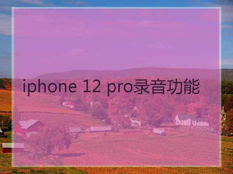 iphone 12 pro录音功能