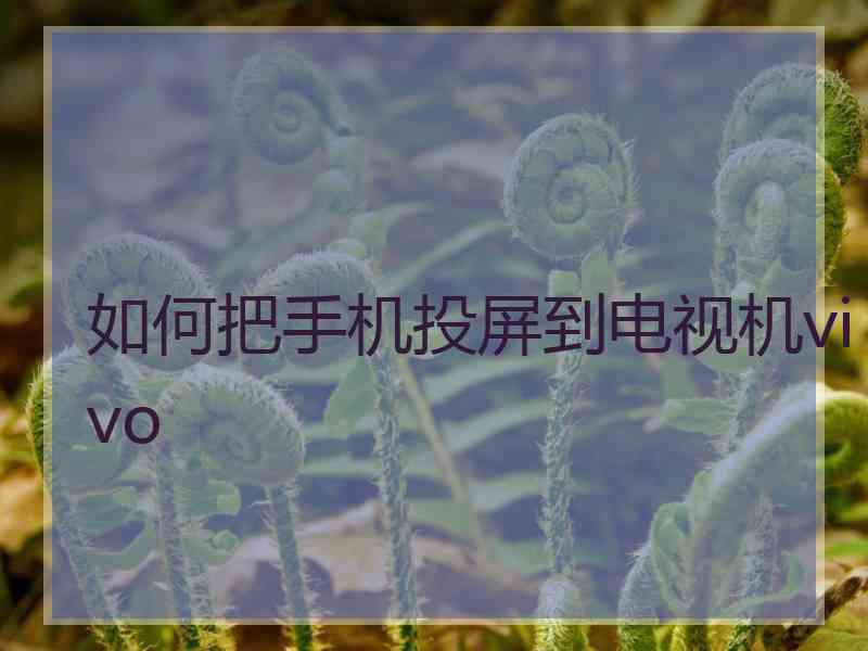 如何把手机投屏到电视机vivo