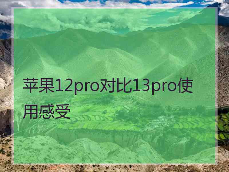 苹果12pro对比13pro使用感受