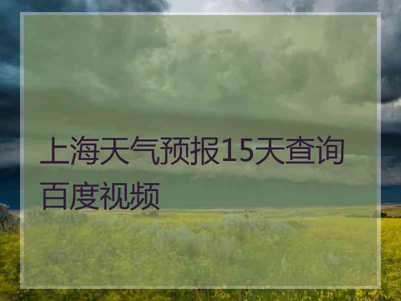 上海天气预报15天查询百度视频