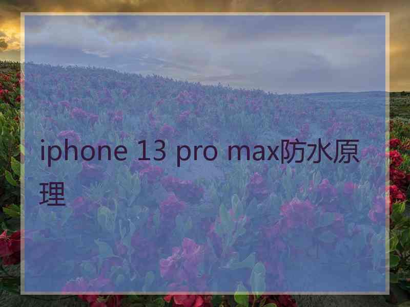 iphone 13 pro max防水原理