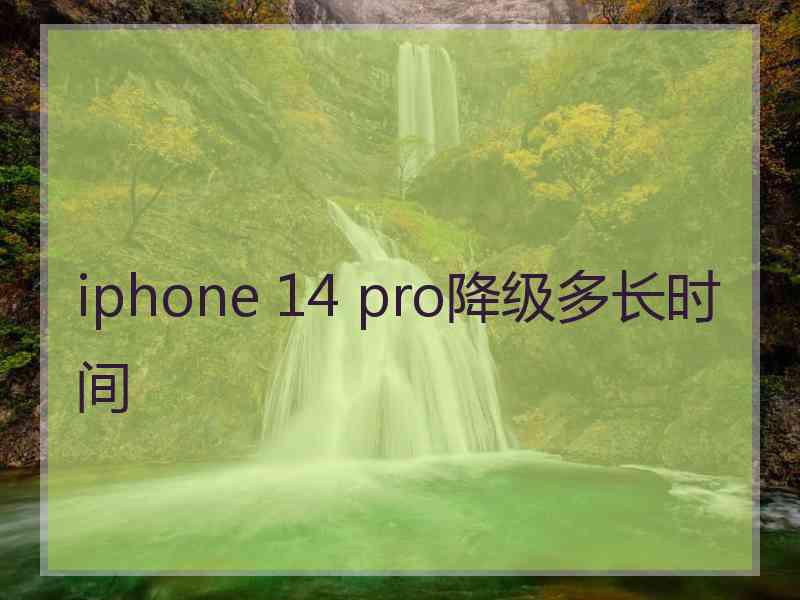 iphone 14 pro降级多长时间