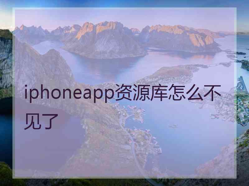 iphoneapp资源库怎么不见了