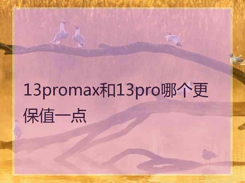 13promax和13pro哪个更保值一点