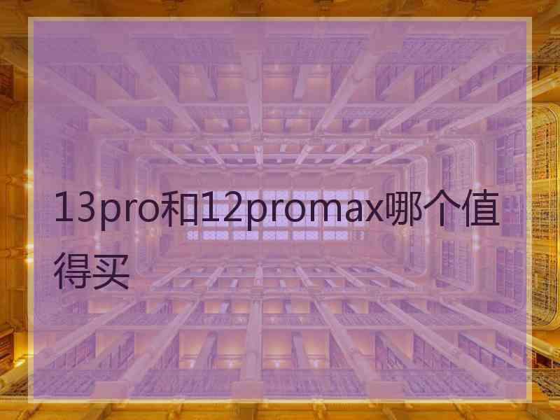 13pro和12promax哪个值得买