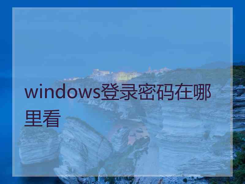 windows登录密码在哪里看