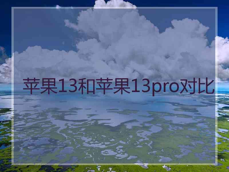 苹果13和苹果13pro对比