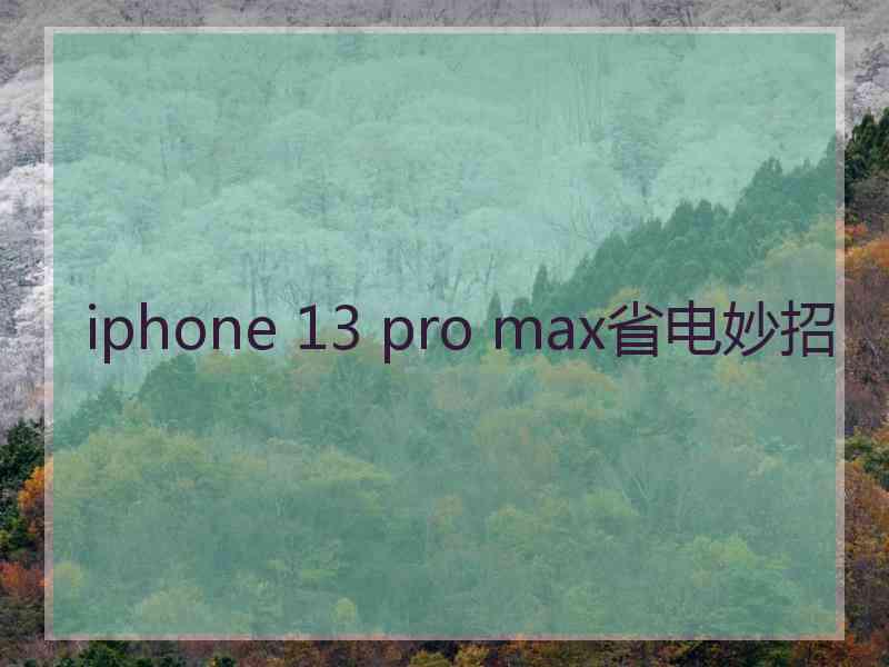 iphone 13 pro max省电妙招