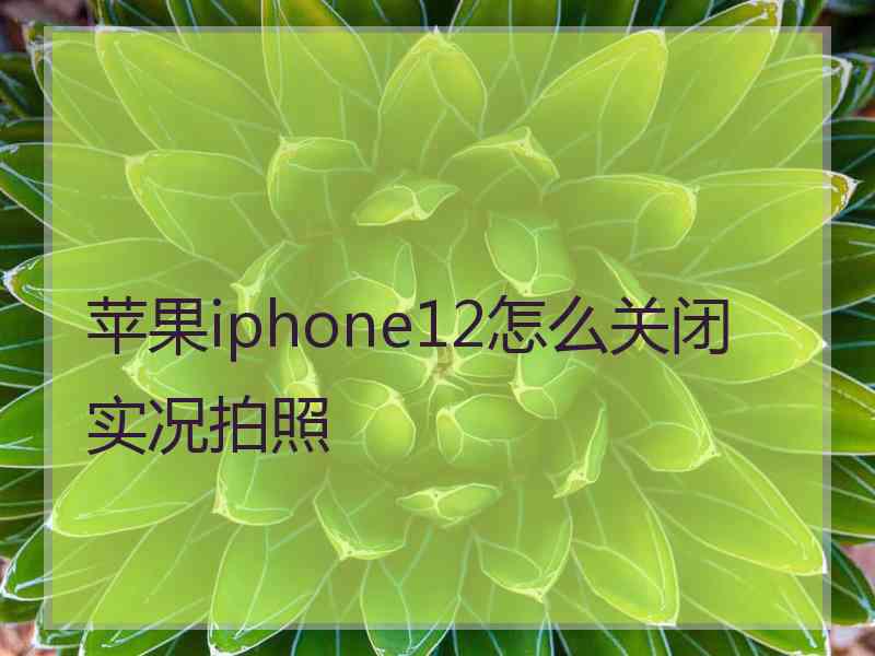 苹果iphone12怎么关闭实况拍照