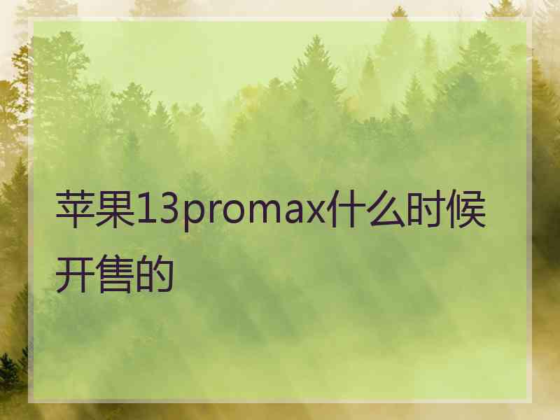 苹果13promax什么时候开售的