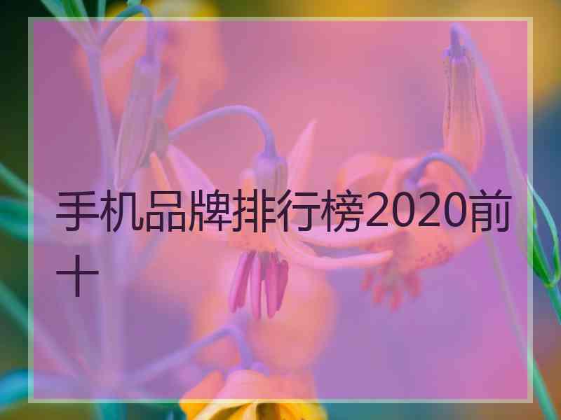 手机品牌排行榜2020前十