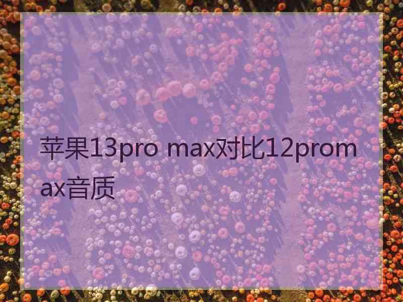 苹果13pro max对比12promax音质