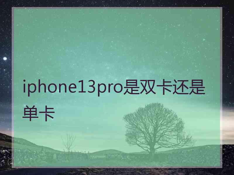 iphone13pro是双卡还是单卡