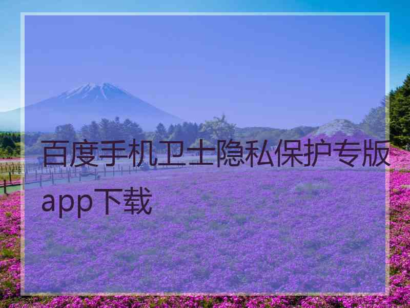 百度手机卫士隐私保护专版app下载