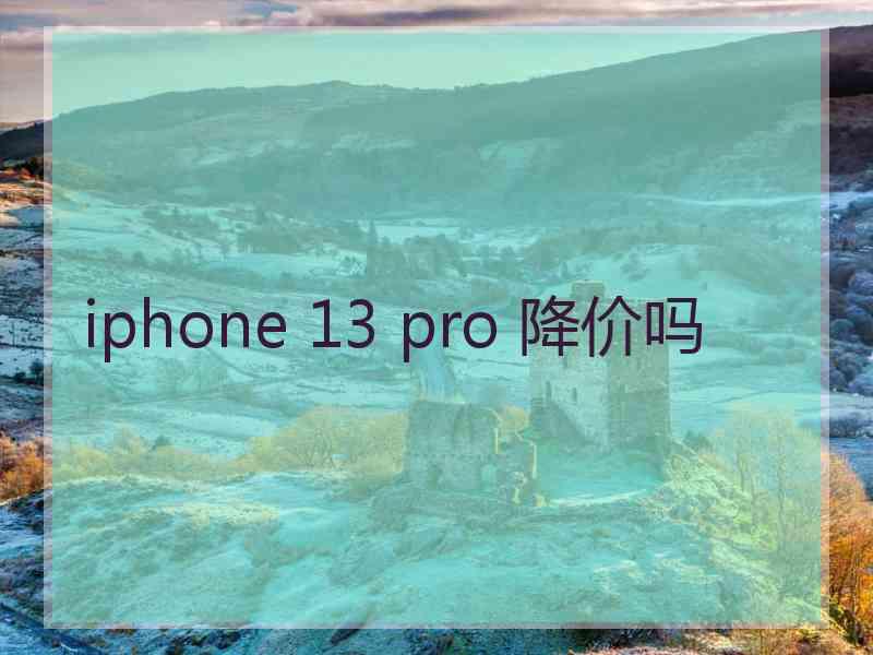 iphone 13 pro 降价吗