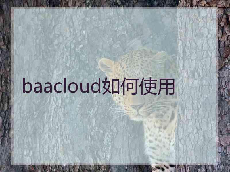 baacloud如何使用