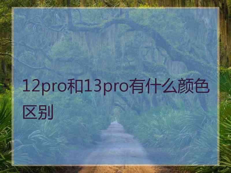 12pro和13pro有什么颜色区别