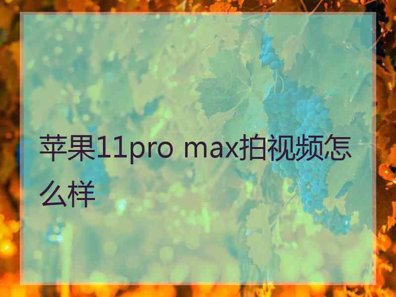 苹果11pro max拍视频怎么样