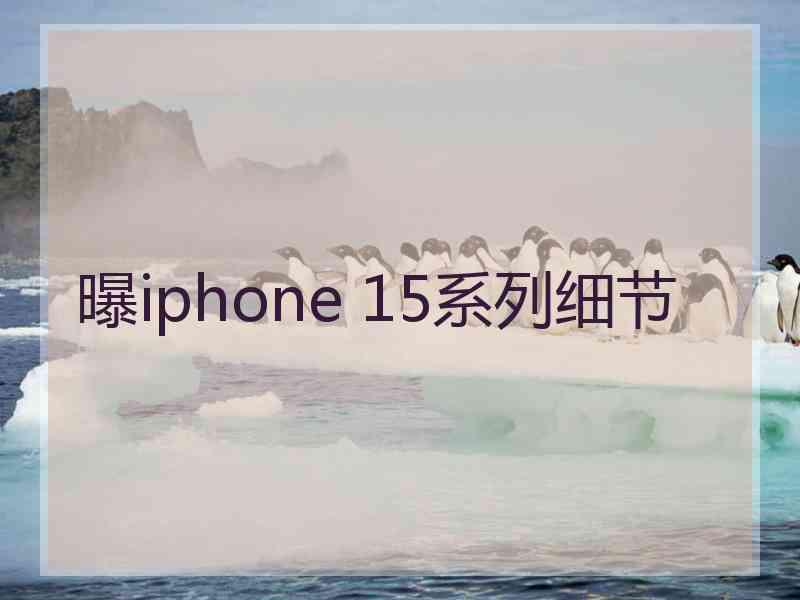 曝iphone 15系列细节