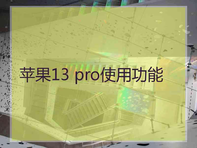 苹果13 pro使用功能