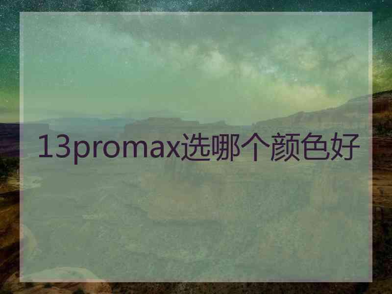 13promax选哪个颜色好