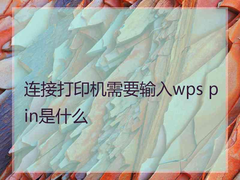 连接打印机需要输入wps pin是什么