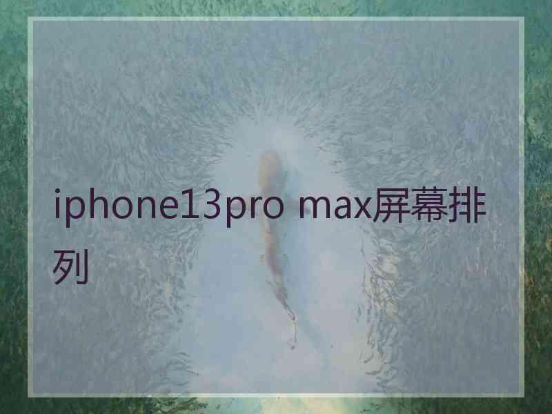 iphone13pro max屏幕排列