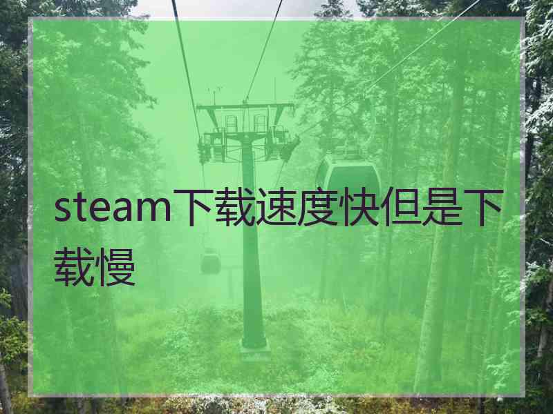 steam下载速度快但是下载慢