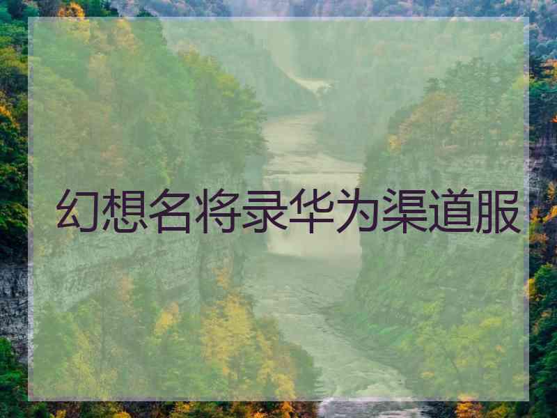 幻想名将录华为渠道服