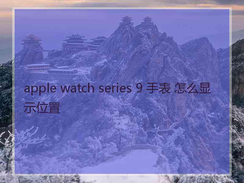 apple watch series 9 手表 怎么显示位置