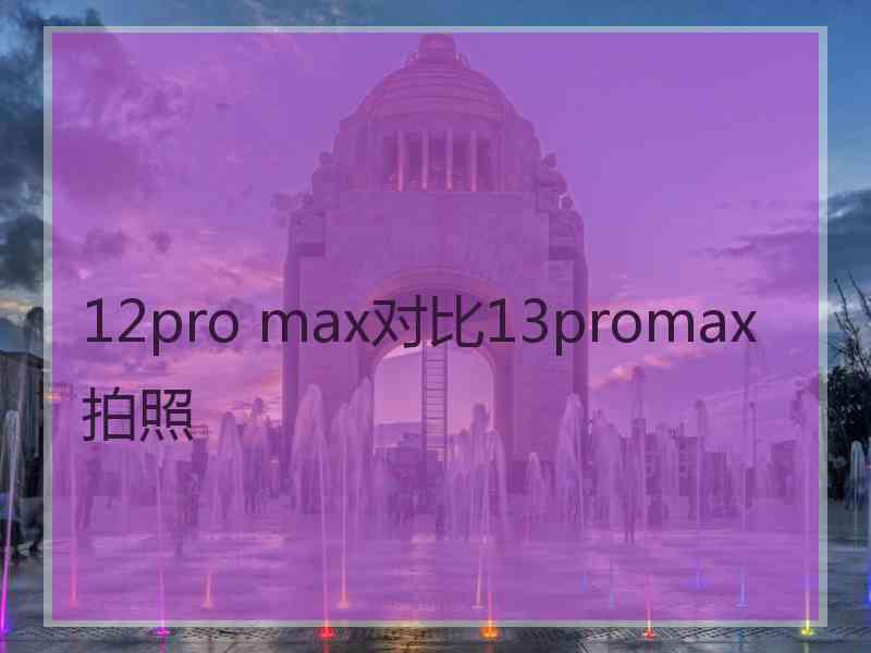 12pro max对比13promax拍照