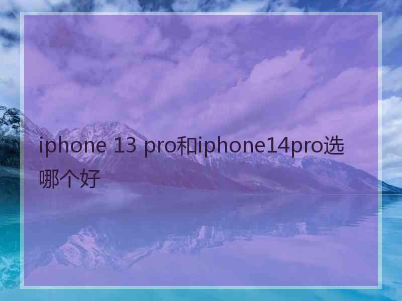 iphone 13 pro和iphone14pro选哪个好