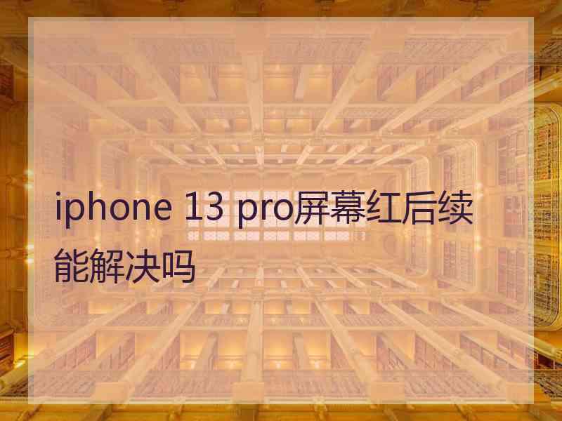 iphone 13 pro屏幕红后续能解决吗