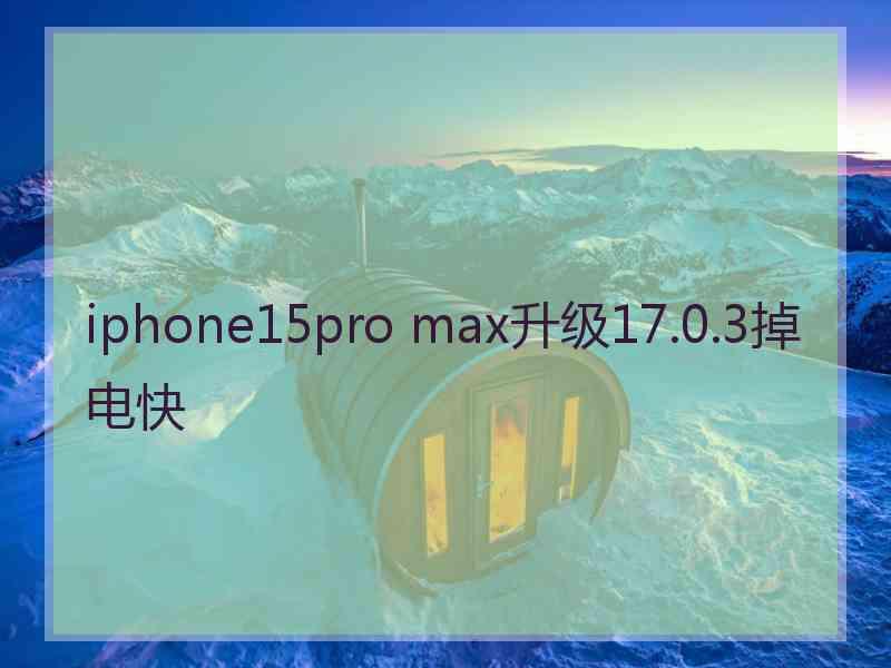 iphone15pro max升级17.0.3掉电快