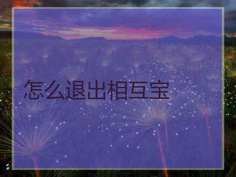 怎么退出相互宝