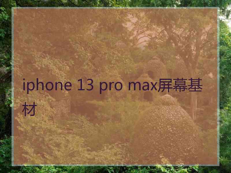 iphone 13 pro max屏幕基材