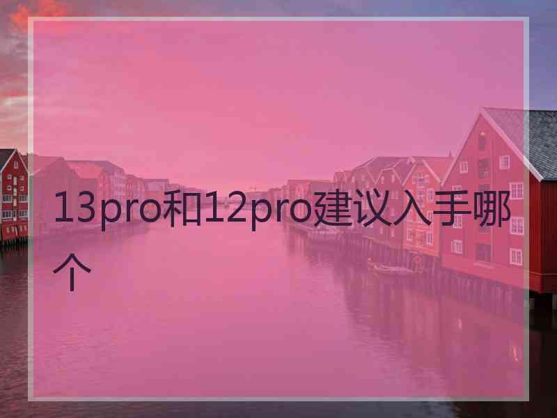 13pro和12pro建议入手哪个