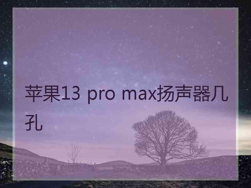 苹果13 pro max扬声器几孔