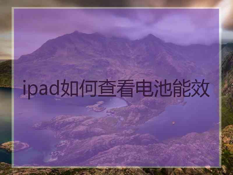 ipad如何查看电池能效