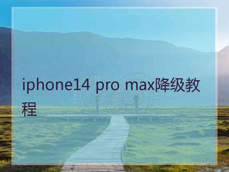 iphone14 pro max降级教程