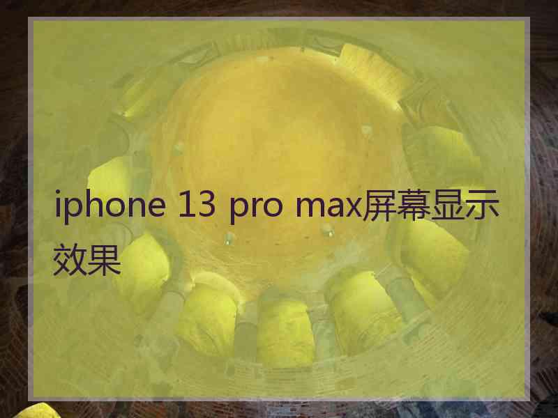 iphone 13 pro max屏幕显示效果