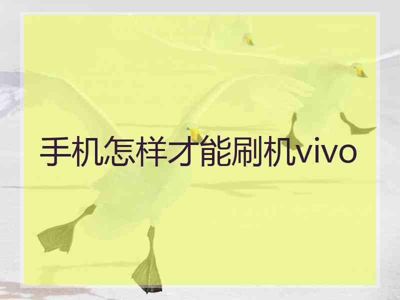 手机怎样才能刷机vivo