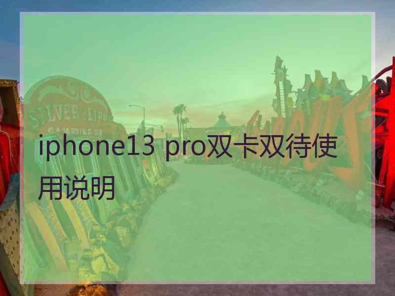 iphone13 pro双卡双待使用说明