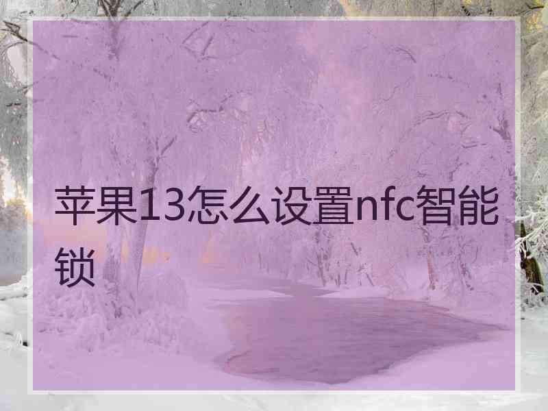 苹果13怎么设置nfc智能锁