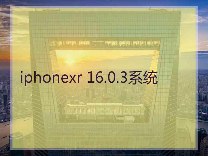 iphonexr 16.0.3系统