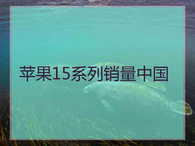 苹果15系列销量中国